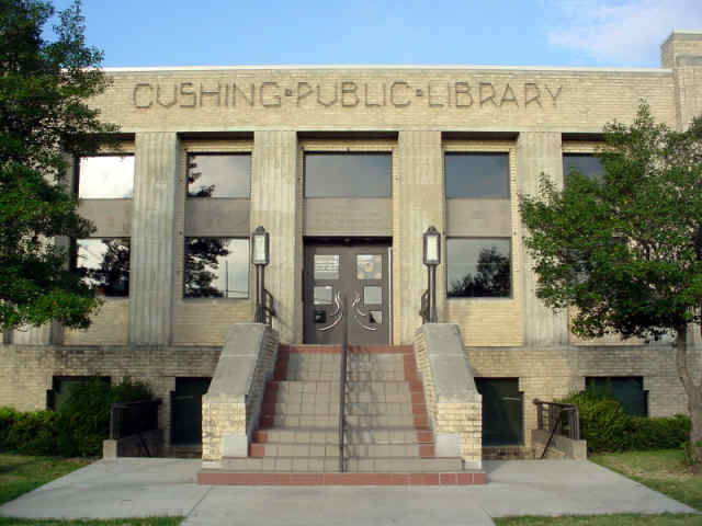 Cushing Public Library building front